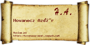 Hovanecz Azár névjegykártya